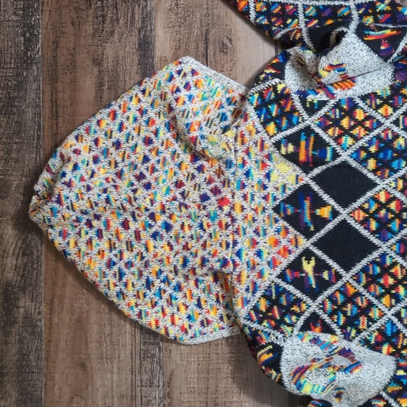 On Blue Aztec Long Hooded Cardigan Sweater Size Small Multicolor Rainbow - Picture 11 of 13